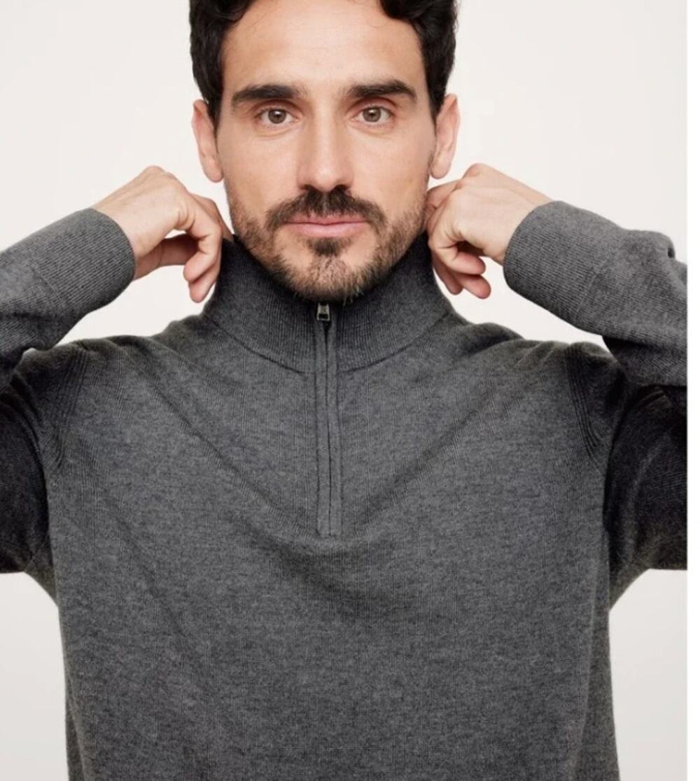 Banana Republic Italian Merino Wool Half Zip Sweater Gray Large